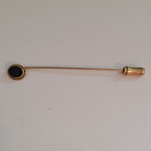 Vtg Carla Black Onyx Elegant 14k Gold Filled GF Stick Pin